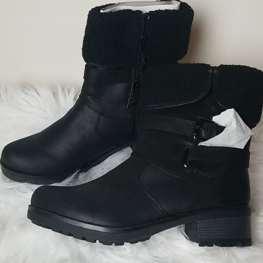 Black Faux Leather Boots NWOB